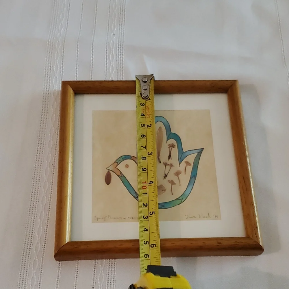 Vtg Hamsa Hand Painted Authentic Spring Flowers N Jerusalem Hills By Divora Blak - Picture 6 of 6